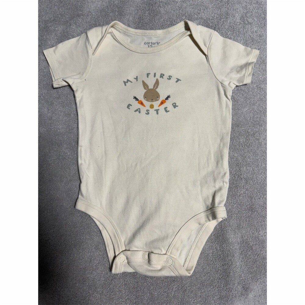 Carter's Baby My First Easter Bunny Graphic Bodysuit White 12M Short
